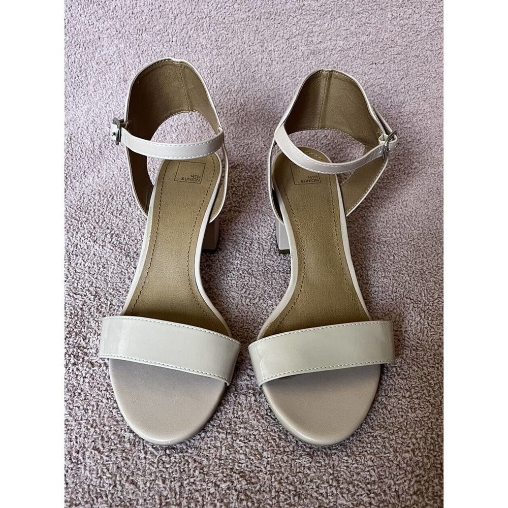 14th & UNION Women’s Blush Pink Leather Peep Toe Heels Size 8 M